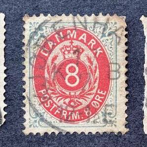 【デンマーク】1875-85年発行：普通切手（目打 14 x 13 1/2） 9種 使用済 ＊半数以上は小難～難有品の画像3