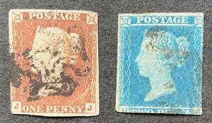 [ England ]1841 year issue :QV Classic stamp 1p, 2p used * staple product 