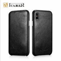 【正規品】iCARER iPhone XS Max用本革 手帳型 曲線 エッジ ビンテージ レザー フリップケース マグネット吸着Curved Edge 黒_画像9