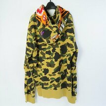 ☆A BATHING APE/アベイシングエイプ カモフラ/迷彩 タイガーシャークパーカー 001ZPE301009X/XL /060_画像3