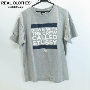 ☆STUSSY/ステューシー プリントTシャツ 半袖カットソー グレー DOWN WITH THE CREW CALLED STUSSY M /LPL