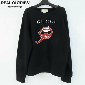 ☆GUCCI/グッチ マウスロゴ クルーネック スウェット/トレーナー ブラック/XS /060