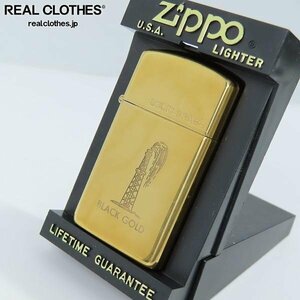 ZIPPO/ジッポー スリム SOLID BLASS/ソリッドブラス BLACK GOLD/ブラックゴールド 1983年製 /LPL