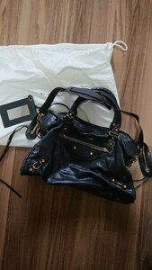 美品 BALENCIAGA バレンシアガ ハンドバッグ ショルダーバッグ シティ 黒 レザー ブラック