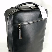 新品 定価59,400円 ポールスミス 黒 ビジネスリュック ストローグレインレザー Paul Smith メンズ 【3044】_画像9