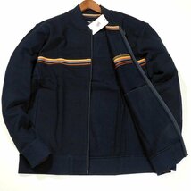 新品 定価15,400円 ポールスミス ジップアップ ジャケット LL 紺 アーティストストライプライン 裏パイル Paul Smith メンズ【3047】_画像4