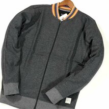 新品 定価15,400円 ポールスミス ジップアップジャケット アーティストストライプリブ L 濃灰 ヘリンボーン Paul Smith メンズ 【3037a】_画像3