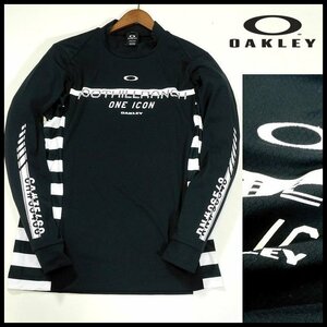 新品 オークリー 長袖カットソー L 黒 ストレッチ 吸汗速乾 長袖Tシャツ ロンTシャツ 春秋冬 OAKLEY メンズ【2966】