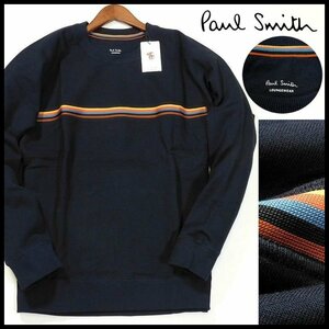 新品 1円～ ポールスミス トレーナー L 紺 アーティストストライプライン クルーネック スウェット Paul Smith メンズ 【3026a】