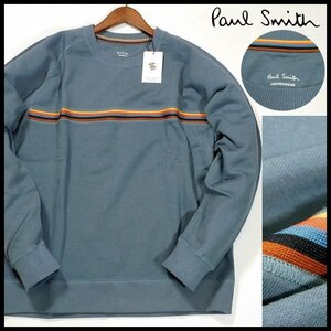 新品 ポールスミス トレーナー アーティストストライプライン LL ブルー クルーネック スウェット Paul Smith メンズ 【3029】