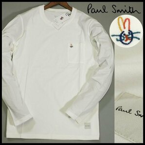 新品 ポールスミス 長袖カットソー ロンT L 白 Paul's Rabbit(ポールズラビット) オーガニックコットン Paul Smith メンズ【2986a】の画像1