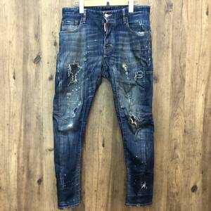 tu135 DSQUARED2 Dsquared damage Denim ji- bread paint 44 men's * used 