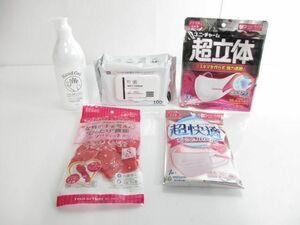 ユニチャーム 超立体マスク小さめ30枚入/アイウィル 除菌ウェットティッシュ/プリティーネ ゴム手袋 S 等5点