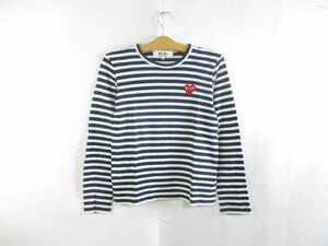 良品 コムデギャルソン COMME des GARCONS PLAY Tシャツ 長袖 ボーダー M ネイビー ホワイト レディース