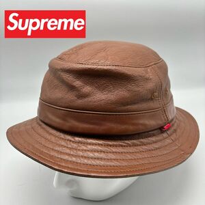 Supreme シュプリーム　レザークラッシャーハット　Leather Crusher hat M/L 帽子　ブラウン系