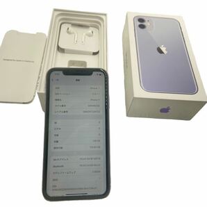 ◇【SoftBank/Apple】iPhone 11 128GB SIMロックありMWM52J/A スマートフォン パープル アップル A2221 バッテリー最大容量85% 付属品の画像3