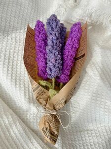 毛糸で編んだお花 【ラベンダー】 ハンドメイド