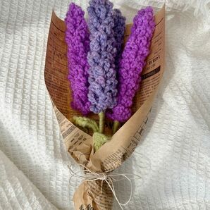 毛糸で編んだお花 【ラベンダー】 ハンドメイド