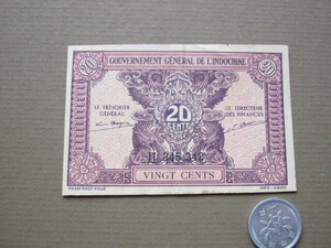 フランス領　インドシナ　２０セント紙幣　