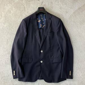 ●黒タグ【春夏】HUGO BOSS ヒューゴボス ウール テーラードジャケット/紺ブレ/ビジネス/サイズIT:48/濃紺/メンズ/メタルボタン