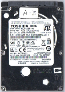 東芝 2.5inch HDD MQ04ABF100 1000GB(1TB) 7mm厚 CrystalDiskInfo：正常判定 122時間 A10