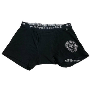 《新品》 CHROMEHEARTS クロムハーツ SHORT BOXER ショート ボクサー パンツ 黒 M BLACK ブラック ホワイトロゴ メンズ 付