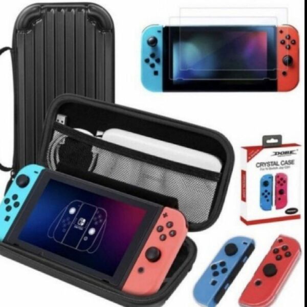 N-Switch対応】スイッチ 保護ケース 3in1【収納保護ケース+極薄保護フィルム 2枚+JoyCon専用カバー10枚カード 