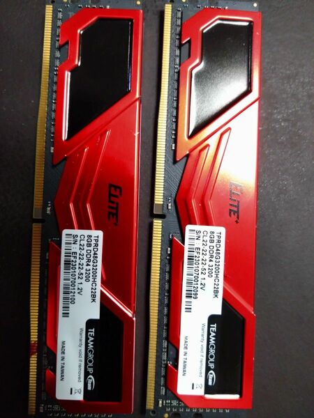 Team Elite DDR4 3200Mhz PC4-25600 8GBx2枚 