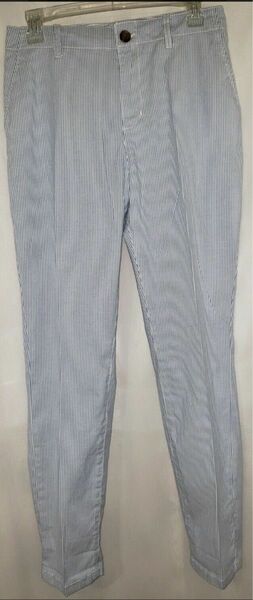 H&M Women's Straight Leg Striped Lt. Blue Pants 