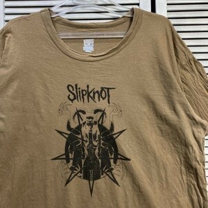 1スタ 茶色 バンド Tシャツ スリップノット Slipknot メタル 半袖 90s 00s YEO ビンテージ 古着 ベール 卸 仕入れ