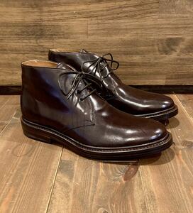 希少 新品 未使用 F.O.G FOG Forest of Ginkgo by Franceschetti 馬革 チャッカブーツ DARK BROWN シューズ メンズ 靴 41 26cm 検 ALDEN