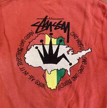 希少 OLD Stussy ヴィンテージ オールド ステューシー 80s 初期 黒タグ期 ラスタカラー クラウン バックプリント スウェットBIG SIZE_画像3