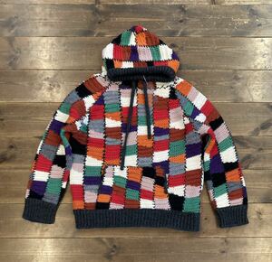 21FW 新品 希少 MARNI マルニ ARTIZAN HAND KNIT アルチザン マルチカラー クレイジーパターン パッチワーク ニット パーカー メンズ 50