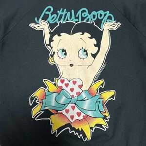 【美品】90s ベティちゃん フルーツタグ ブラック スウェット ベティブーフ ビンテージ 黒 BettyBoop スミクロ サンフェード ヒビ割れ XXX