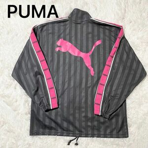 【美品】 プーマ ジャージ トラックジャケット ビッグロゴ S-M 濃いピンク