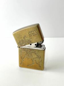 ZIPPO ジッポー オイルライター SOLDIER OF THE INDIAN インディアン MADE IN U.S.A. ゴールドカラー アンティーク ヴィンテージ レトロ