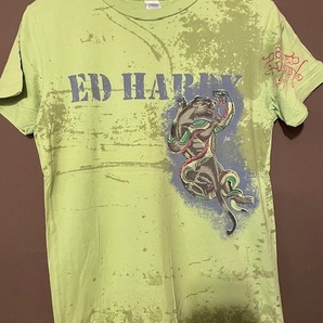 T-39★USA古着★ED HARDY 全プリTシャツ ライトグリーン★XLサイズ Mくらい★送料無料!!の画像1