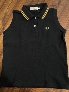 T-75*USA old clothes *FRED PERRY polo-shirt black × yellow color * lady's M size * free shipping!!