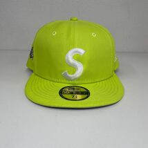 W◎ Supreme シュプリーム Characters S Logo New ERA ニューエラ 59FIFTY ネオン グリーン キャップ 帽子 汚れ有り_画像1