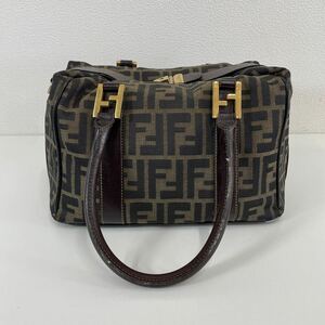 G◎ FENDI フェンディ ズッカ 2WAY バニティ ハンド バッグ ブラウン 金具 革の部分が色褪せあり