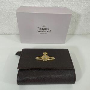 Z◎ Vivienne Westwood ヴィヴィアン ウエストウッド 2つ折り財布 レザー ブラウン キズ汚れ有り