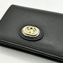 1円〜■希少品■GUCCI グッチ 二つ折り財布 コンパクト ウォレット MARINA マリーナ インターロッキングG ロゴ レザー 黒 ブラック_画像4