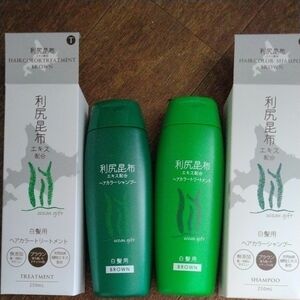 利尻昆布ヘアカラーシャンプートリートメントセット250ｍL×2本 (ブラウン) 白髪染めセット