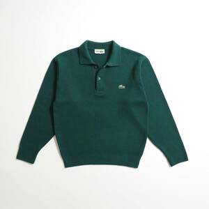 ラコステ　Lacoste　ウール１００％　ニット　セーター　ハーフボタン　グリーン　美品　メンズ