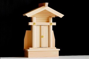 神棚 一社 単品 荒神宮 竈の神様 火の神様 ■ 美しい、東濃ひのき サイズ約 (cm) 高さ29.5 幅22.0 奥行12.0