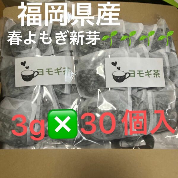 福岡県産　安心・安全・無農薬・無添加たっぷり3g×15個入り×2袋　30個入り 春よもぎ茶　大地の恵み