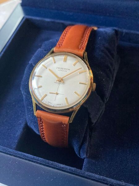 イギリス王室御用達 J.W.BENSON ベンソン LONDON17石 SWISS スイス製 正常稼働品 美品 アンティーク腕時計