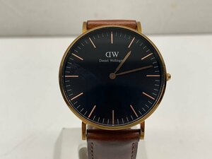 【稼働品】Daniel Wellington ダニエルウェリントン 3ATM メンズ 腕時計 黒文字盤