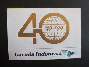 ガルーダ・インドネシア航空Garuda Indonesia■1989年■40周年記念ステッカー■1949-1989■Garuda Indonesia