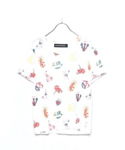 mercibeaucoup, メルシーボークー 総柄 Tシャツ カットソー 派手 ホワイト 白 white 綿 コットン サイズ S 半袖 丸首 Uネック ポップ 古着_画像1